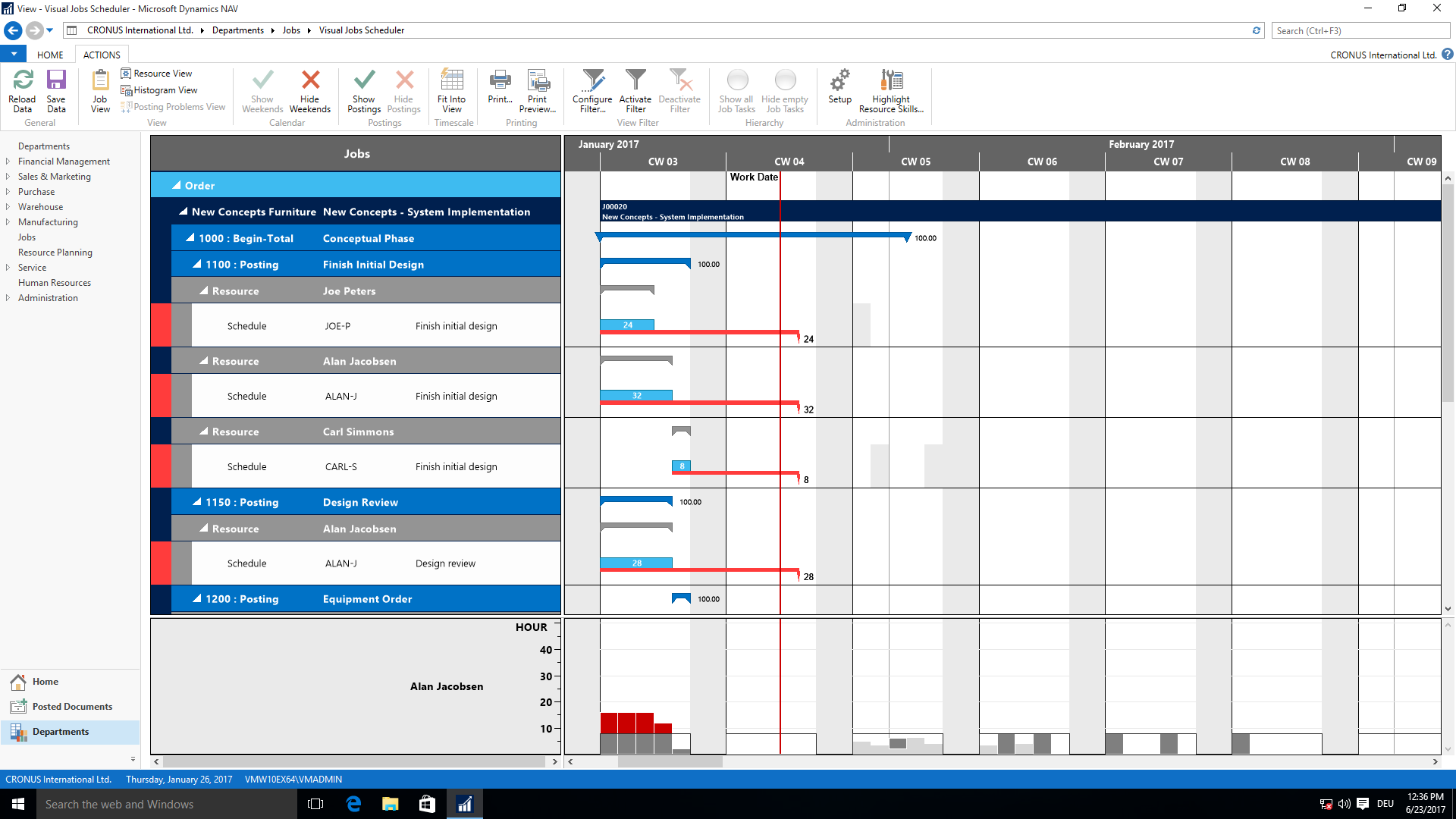 Dynamics 365 BC Visual Jobs Scheduler Gantt Chart Project Planning